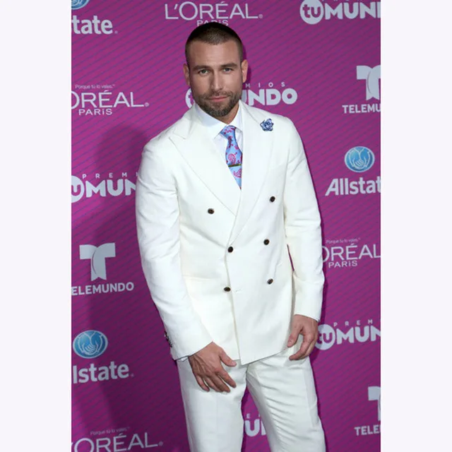 

Double Breasted Groom Fashion Wedding Dress Banquet Dress Mens Business Suit 2 pieces (Jacket+Trousers+Tie+Handkerchief)