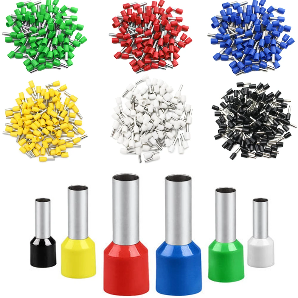 100pcs/Pack E0508 E7508 E1008 E1508 E2508 Insulated Ferrules Terminal Block Cord End Wire Connector Electrical Crimp Terminator|Terminals| - AliExpress