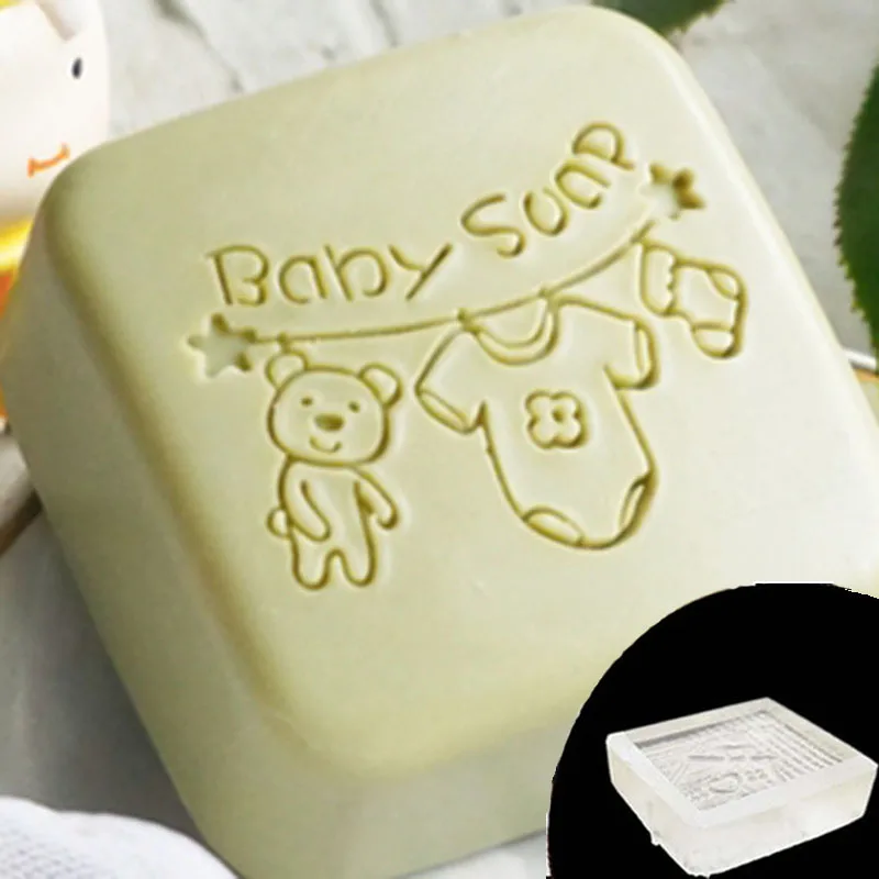 Acrylic Transparent Imprint Soap Stamp, DIY Making Chapter, Baby Soap Letter, Cloth Pattern, Home Cleaning, Natural Seal