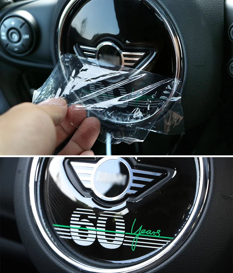 Car 60th Anniversary Steering Wheel Sticker For BMW MINI Cooper S JCW F54 F55 F56 F60 Clubman Car Accessories interior styling