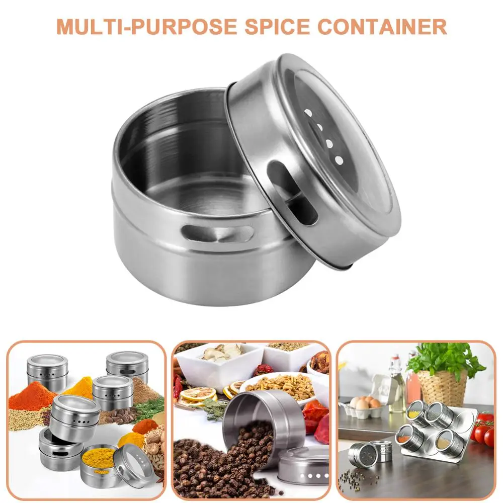 

Magnetic Spice Jars with rack spice organizer Stainless Steel Spice Tins Kitchen Spice Seasoning Containers