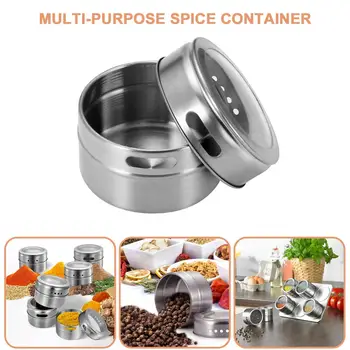 

Magnetic Spice Jars with rack spice organizer Stainless Steel Spice Tins Kitchen Spice Seasoning Containers