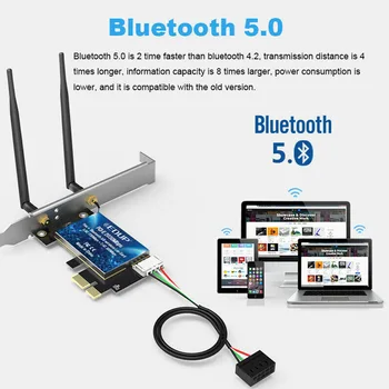 

Wireless Bluetooth Transmitter High Speed Desktop Universal Wifi Adapter Network Card Dual Band With Antennas PCI Express
