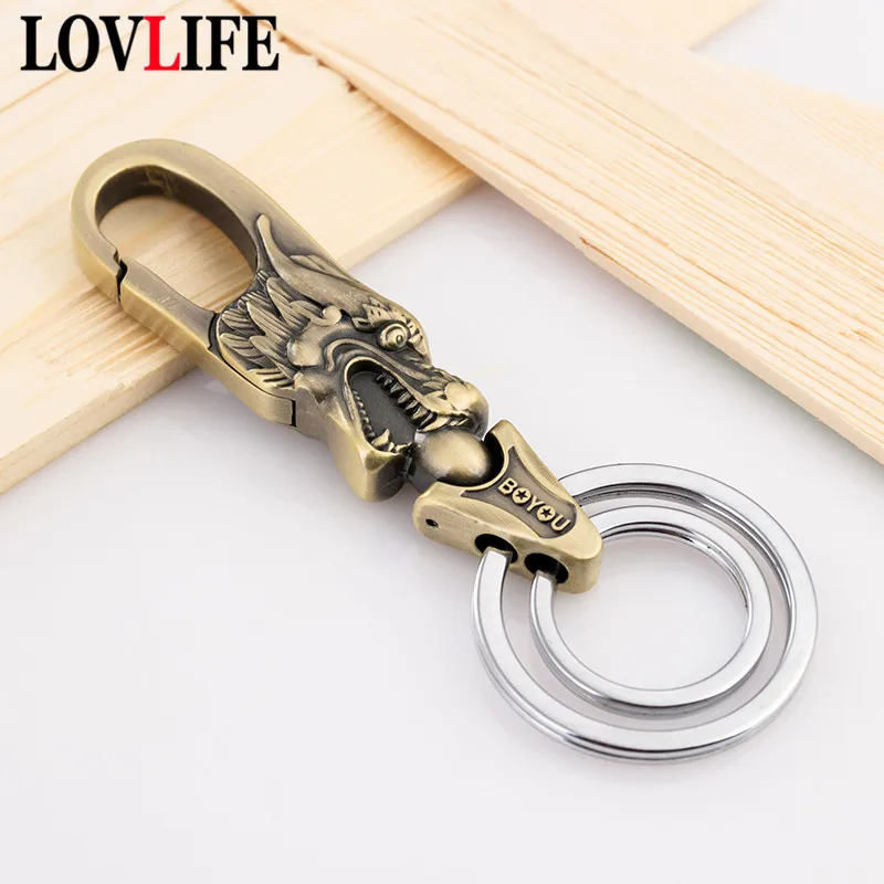 

Zinc Alloy Dragon Keychain Men Waist Buckle Key Chains Creative Car Key Holders Hanging Metal Key Rings Lobster Clasps Keyrings