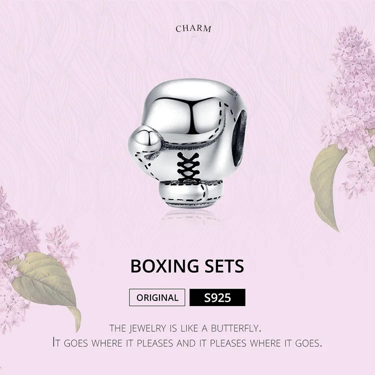 Fit Pandora браслет 925 серебро боксерские перчатки бусины S925 Guardian Fighter Hands Wear Подвески для изготовления ювелирных изделий