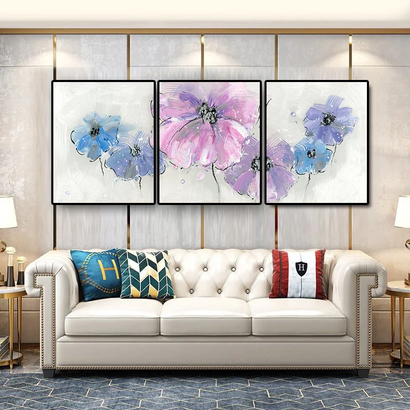 

3Panle HD Print Abstract Poppy Flower Landscape Oil Painting on Canvas Art Poster Modern Wall Picture For Living Room Decor