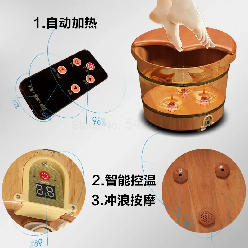 Oak Foot Tub Heating Foot Bath Barrel Footbath Female Constant Temperature Foot Bath Barrel Wooden Over The Leg Home Artifact