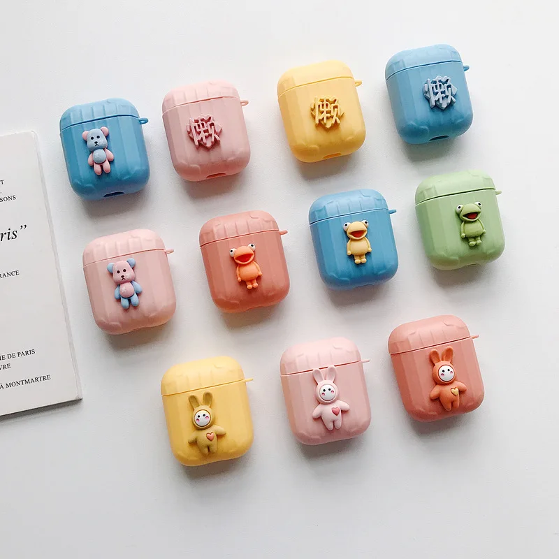 

High Quality Cartoon Duck Cat Case For Airpods Case Banana Earphone Silicone Cute Bluetooth Wireless Protective Case For AirPods