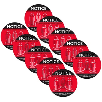 

10PCS Social Distancing Floor Stickers, Distance Floor Stickers Marker Floor, Safety Sign for Market