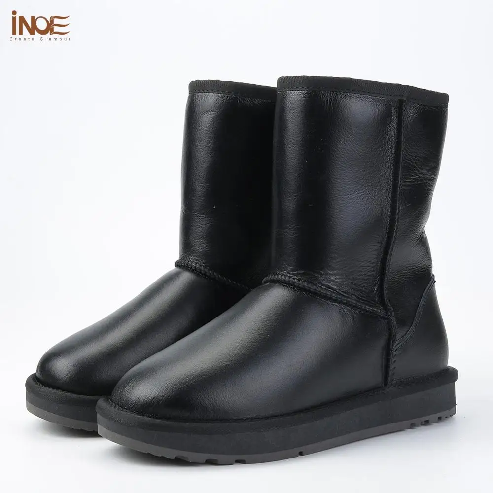 Shoes Waterproof Snow-Boots INOE Black Classic Sheepskin Fur Winter for Wholesales Lined