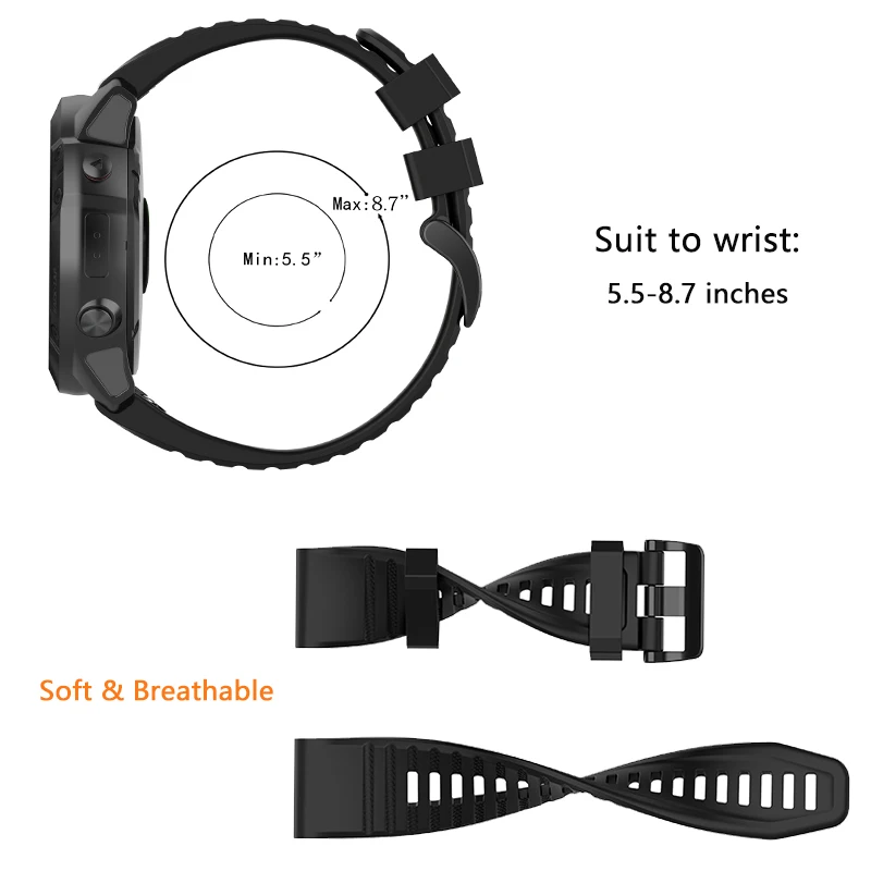 Силиконовый ремешок для Garmin Fenix 6X GPS/6X PRO/5X Sapphire|Смарт-аксессуары| |