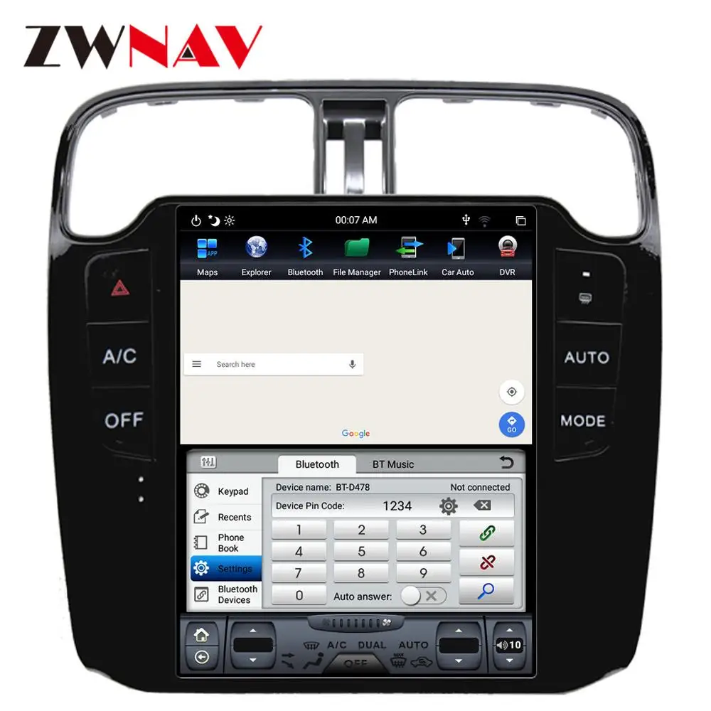 Вертикальный экран ZWNAV Tesla Android 9 0 PX6 4 + 128 Гб Встроенный Автомобильный CARPLAY для