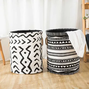 

Classification Organizer Storage Basket Foldable Kids Toys Storage Case Bag Stripe Dirty Clothes Basket Laundry Barrel Sundries