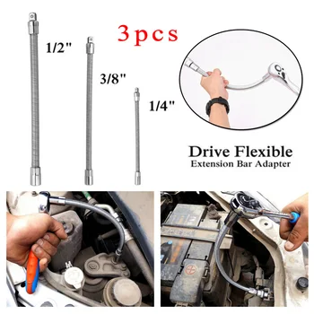 

Silver Socket Wrench Aluminum Alloy 3pcs set Professional tools Extension Rod