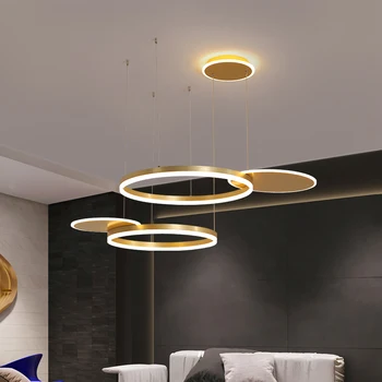 

Diameter 80CM 100CM Modern Luxury Pendant Lights For Living Room Dining Room Gold Drawbench Body LED Pendant lamp Fixtures