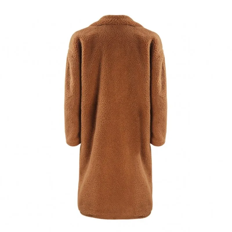 Женская кашемировая куртка из овечьей шерсти с отворотом, длинное пальто из искусственного меха, Женская парка, Осень-зима, средней длины, берберская Теплая Флисовая верхняя одежда, уличная одежда
