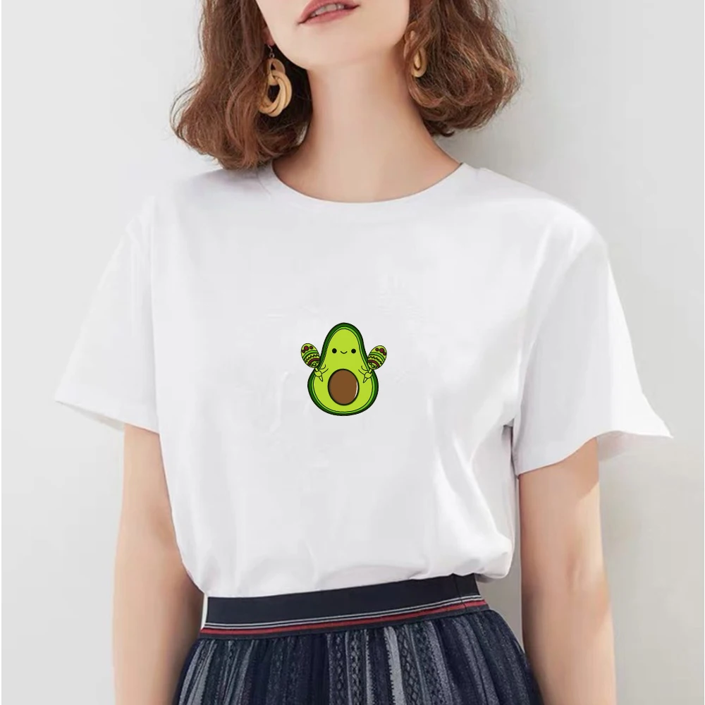 Harajuku Kpop толстовки женские Kawaii размера плюс толстовки женские для девочек с длинным рукавом авокадо мультфильм печать теплая уличная одежда - Цвет: white