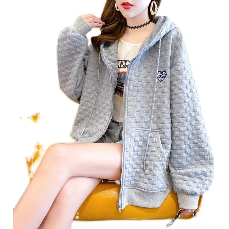 

#2516 Casual Loose Sweatshirts Women Plus Size Long Sleeve Hooded Sweatshirt Ladies Vintage Spring Autumn Cotton Tops Girls