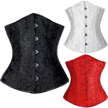 

Black/White/Red Steel Busk Boned Waist Trainer Corsets Bustier Slim Body Shaper Plus Size Corselet Gothic espartilho Underbust