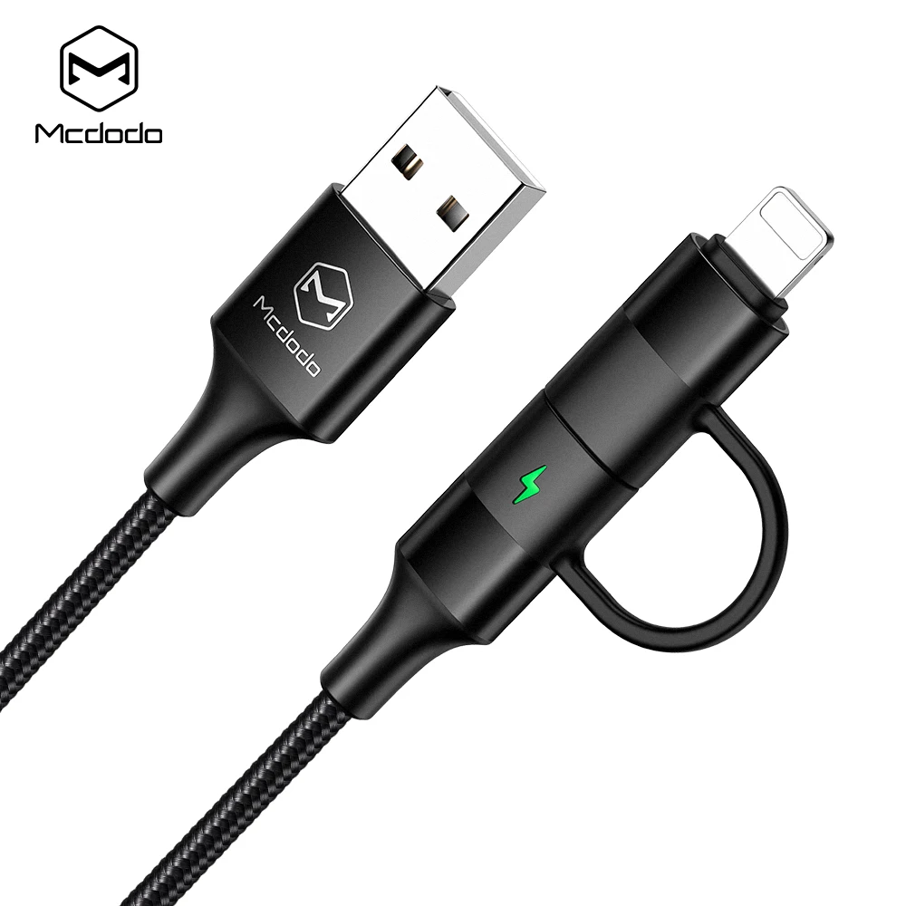 2 в 1 для usb c для lightning зарядный кабель для iPhone xs xr 8 7 6 samsung s8 s9 huawei Быстрый usb зарядный кабель QC4.0 светодиодный свет