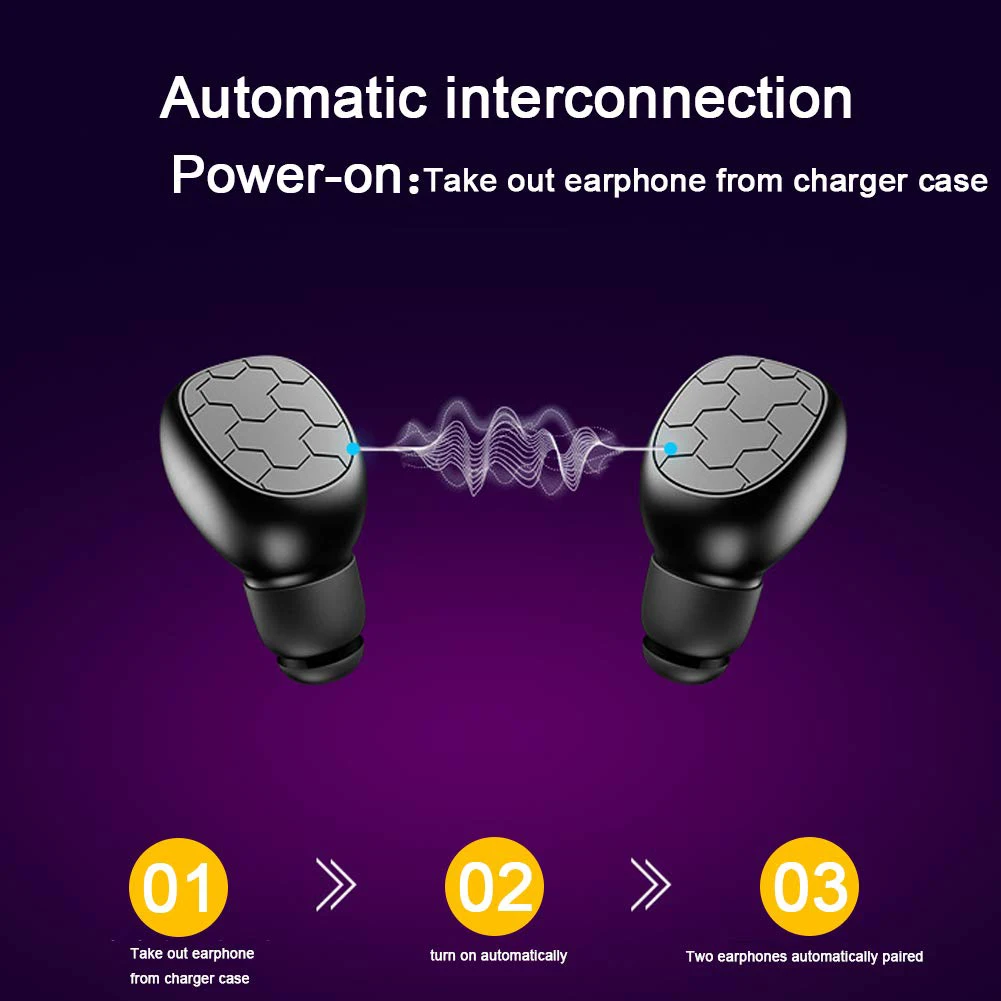 X1 TWS True Bluetooth 5.0 Mini In-Ear Earphone Stereo Wireless Earbuds Mini Waterproof Headfrees with Charging Box