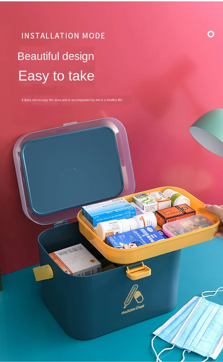 Home Care Medicine Box Portable Large First Aid Medicine Box Travel Plastic Medicine Box Multi-layer Medicine Storage Box