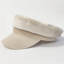 Осенне-зимняя бархатная плоская верхняя Темно-синяя Кепка gorras кожаная военная шляпа шляпы матроса Женские Шляпы Военная Кепка cadet модная шапка