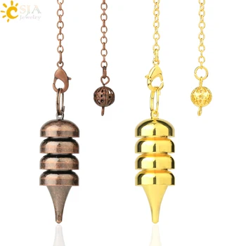 

CSJA Silver Color Metal Pendulum Divination Pendulums for Biolocation Dowsing Pendulo Shuttle Spiritual Reiki Wicca Pendule G609