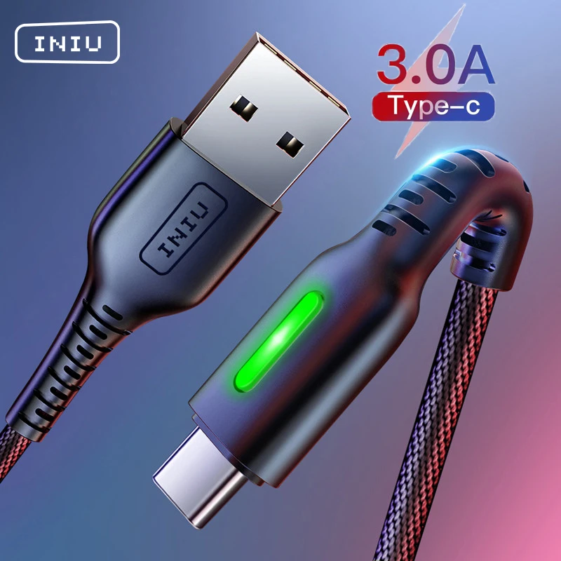 INIU 3A USB C кабель для быстрой зарядки Type C Android мобильный телефон зарядное устройство USB-C шнур для передачи данных для Xiaomi Redmi note 9 8 Samsung S20 S10