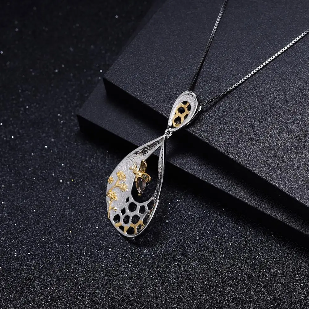 GEM'S балет 0.21Ct Натуральный дымчатый кварц 925 пробы серебро пчелиный мед коллекция драгоценный камень кулон для женщин ювелирные изделия