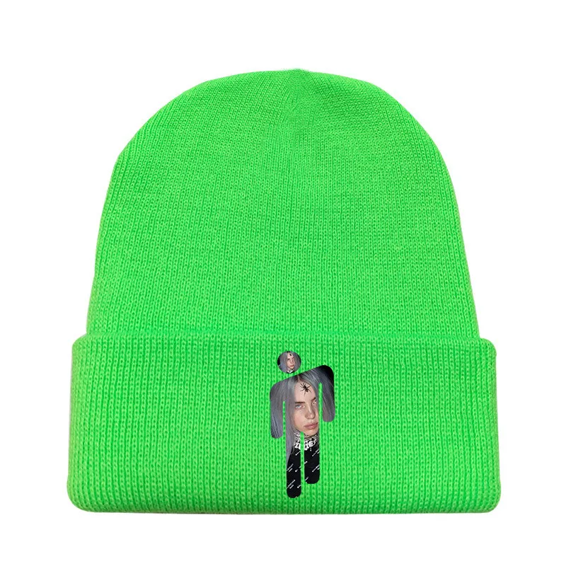 Billie Eilish вязаная Лыжная шапка для мужчин хип-хоп зимняя шапка женская уличная шляпа Лыжная Шапка женская мягкая вязаная шапка - Цвет: green - style 7