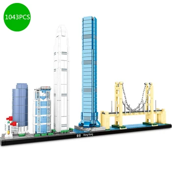 

2020 New City Architecture Skyline Collection Hong Kong Building Blocks sets Bricks Classic Model Kids Toys for Children gifts