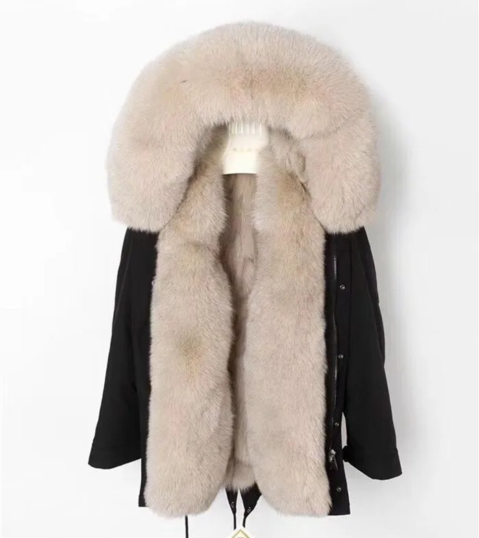 Chaquetas Mujer Женская парка из натурального Лисьего меха, зимняя меховая подкладка из натурального Лисьего меха, пальто для женщин