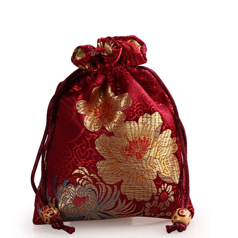 wine red style 21 Высокое качество вышивка Шелковый Подарочный мешочек 11x14 см ювелирные изделия дорожный мешочек для хранения мини конфеты джутовые упаковочные сумки для подарочной сумки(1 шт./лот - Цвет: wine red style 21
