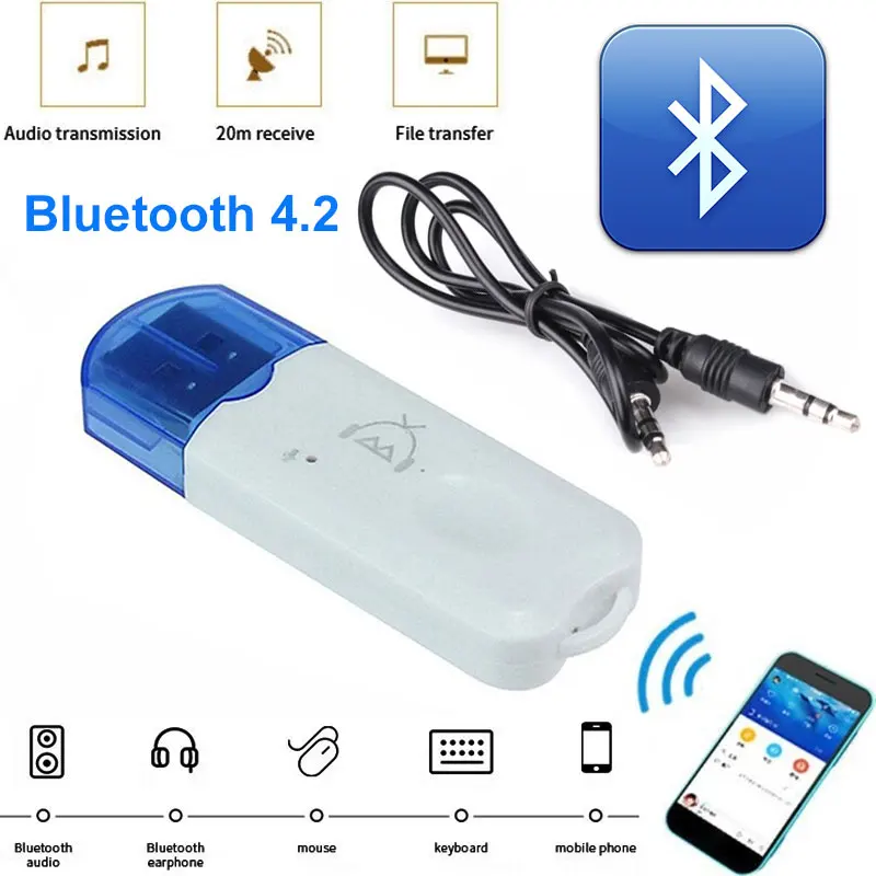 USB Bluetooth адаптер автомобильный Bluetooth приемник Универсальный беспроводной Bluetooth приемник AUX аудио 2 в 1 двойной выход прочный