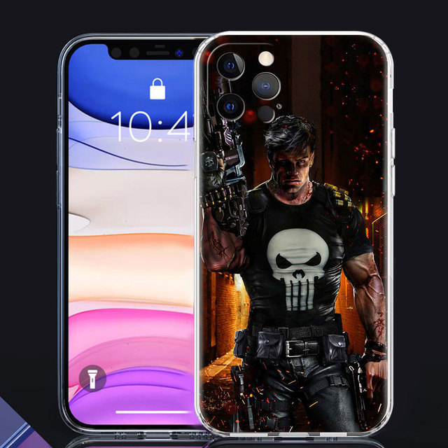 Phone Case For iPhone 11 13 12 Pro Max Casing 7 8 XR XS X 6 6S Plus SE Shell Soft Transparent Cover Marvel The Punisher