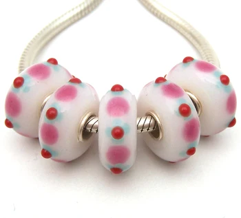 

JGWG2395 5X 100% Authenticity S925 Sterling Silver Beads Murano Glass beads Fit European Charms Bracelet diy jewelry Lampwork