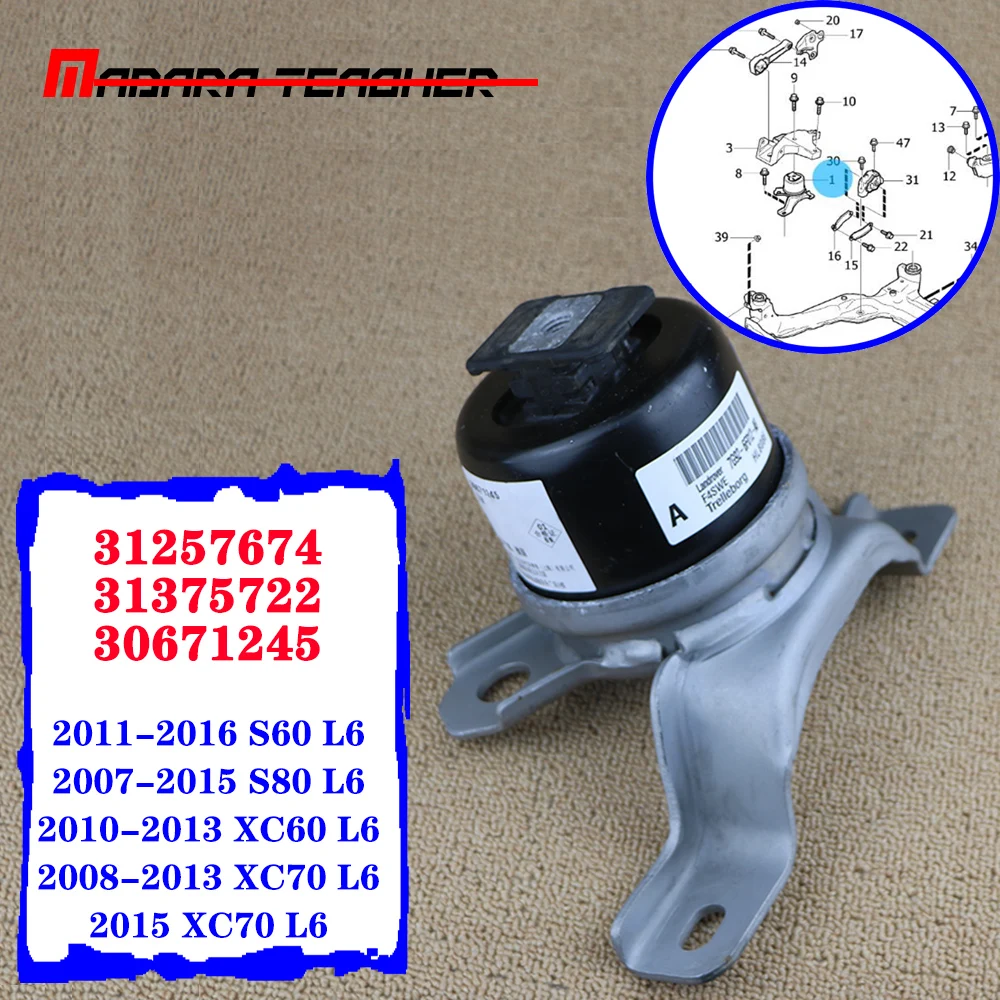 HYDRAULIC OIL FILLED ENGINE MOTOR FOR VOLVO S80 S60 XC70 XC60 V60 31257674 31375722 30671245 Support Mount Gear Transmission