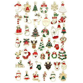 

45Pcs Metal Christmas Mix Enamel Charms Pendant DIY Xmas Jewelry Making Craft