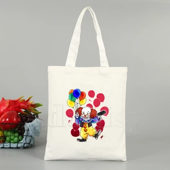 

Pennywise Movie It Losers The Scary Creepy Clown New Arrives Art Canvas Bag Totes Simple Print Shopping Bags Girls Life Pacakge