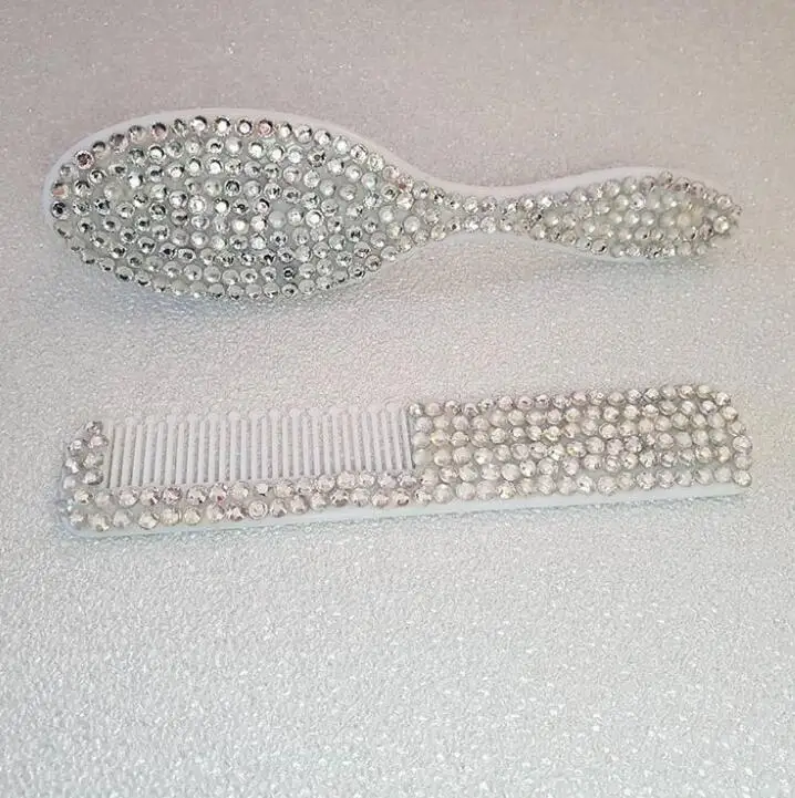 baby comb На заказ стеклянные хрустальные детские соски с зажимами, бисероплетение, бриллиантовый бант, соски с цепочкой для новорожденных, детские подарки на день рождения, сувенир - Цвет: baby comb