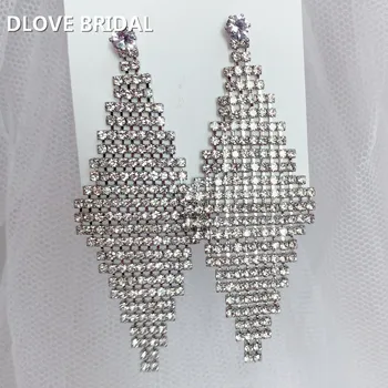 

Drop Earrings for Women Crystal Rhinestone Big Diamond Shap Earrings Bridal Wedding Jewelry