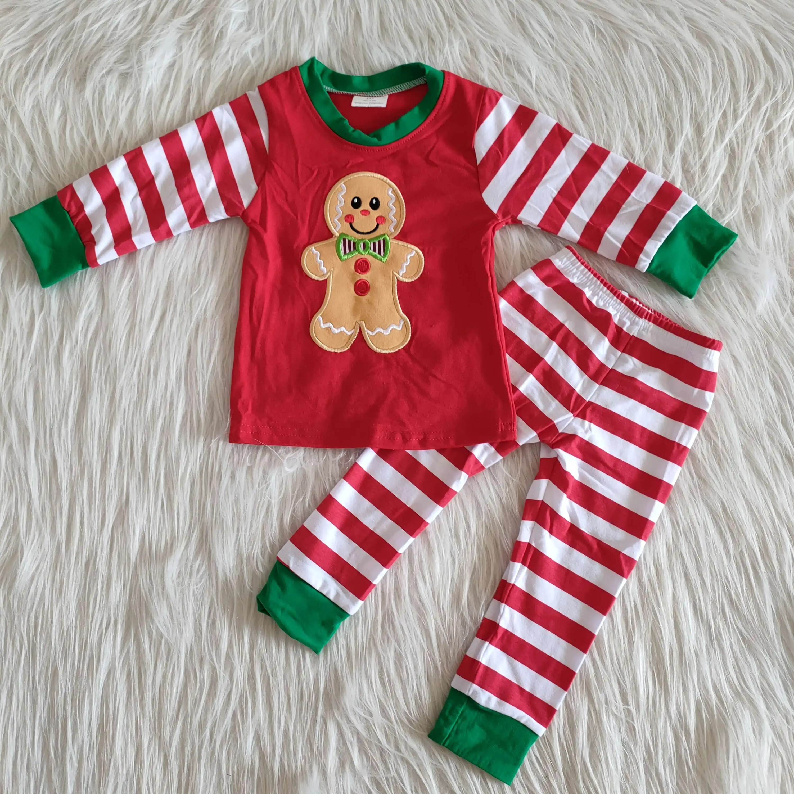 

Lovely Boutique children's baby Boys pumpkin embroidery Bear Pajamas sleep wear boutique long sleeve trousers suit wholesale