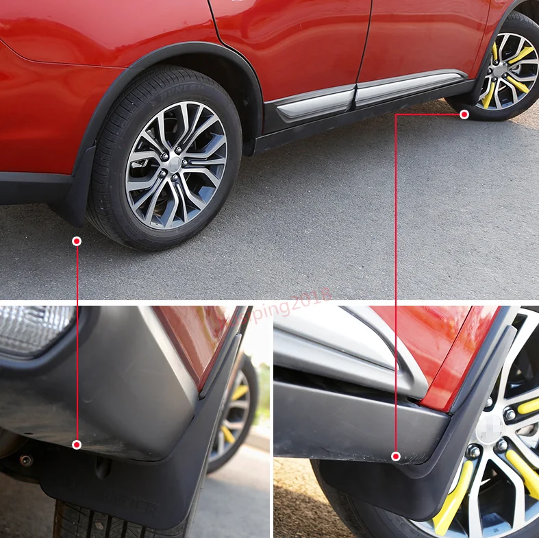4PCS Black ABS Mud Flaps Splash Guard Trim For Mitsubishi Outlander