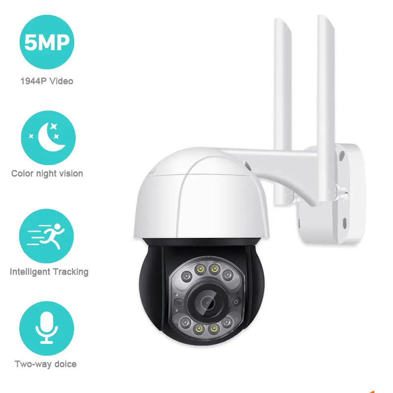 

5MP/2MP/3MP PTZ Wifi IP Camera Outdoor Wireless Camera AI Human Auto Tracking Smart Light Security Camera Color Night Vision