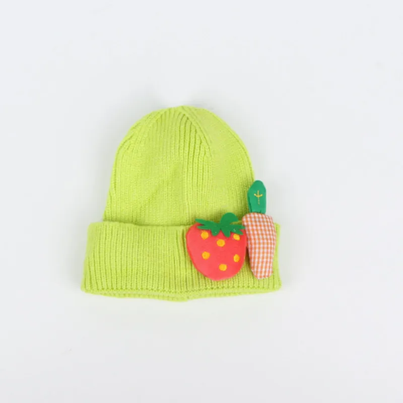 Зимние новые стильные детские утолщенные вязанные шапочки Skullies карамельного цвета клубники, шапка бини для детей и взрослых 07