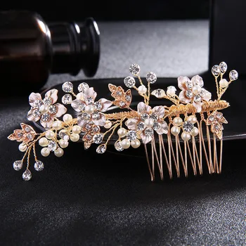 

Wedding Hair Combs Fashion Hair Jewelry Handmade Bride Headdress Accessories Flowers Crystal Women FS159