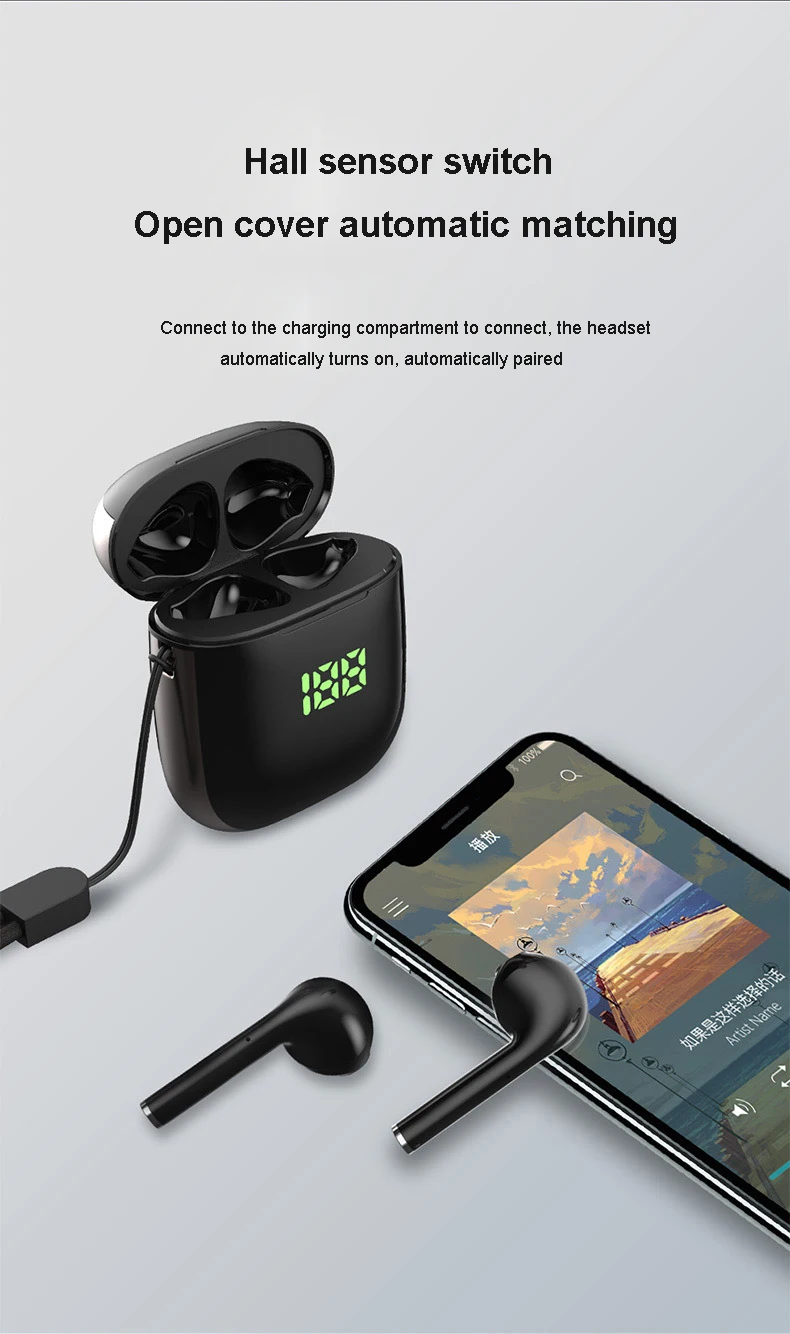 TWS Bluetooth наушники спортивные беспроводные наушники Bluetooth v5.0 стерео Handfree вкладыши с зарядной коробкой для телефона pk I12 i9s i7s