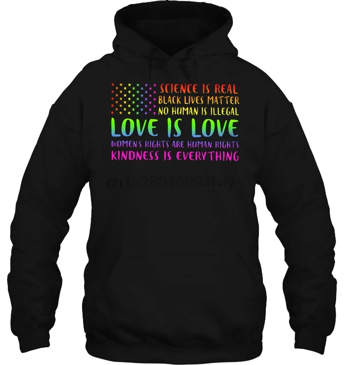 Science Is Real Black Lives Matter No Human iloral Love американский флаг версия уличная Толстовка