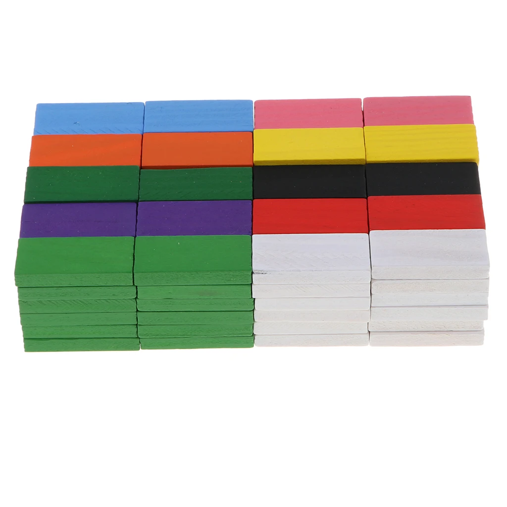 120 Pieces 10 Colors Natural Wooden Domino Blocks Set, Racing Tile Game, Building & Stacking Toy Xmas Gift